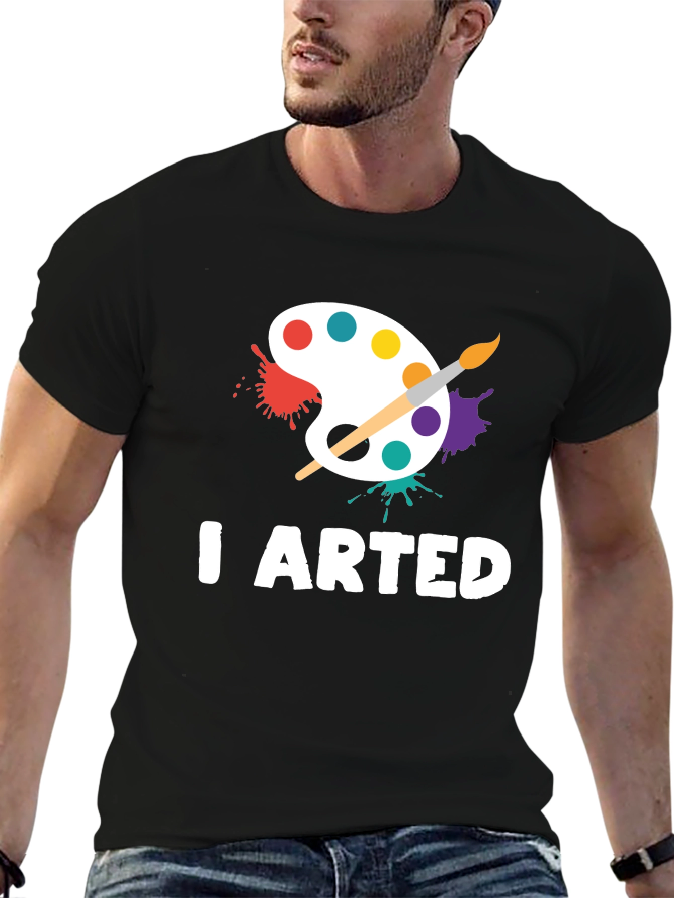 I Arted Black Graphic T-Shirt - Artist Palette Design