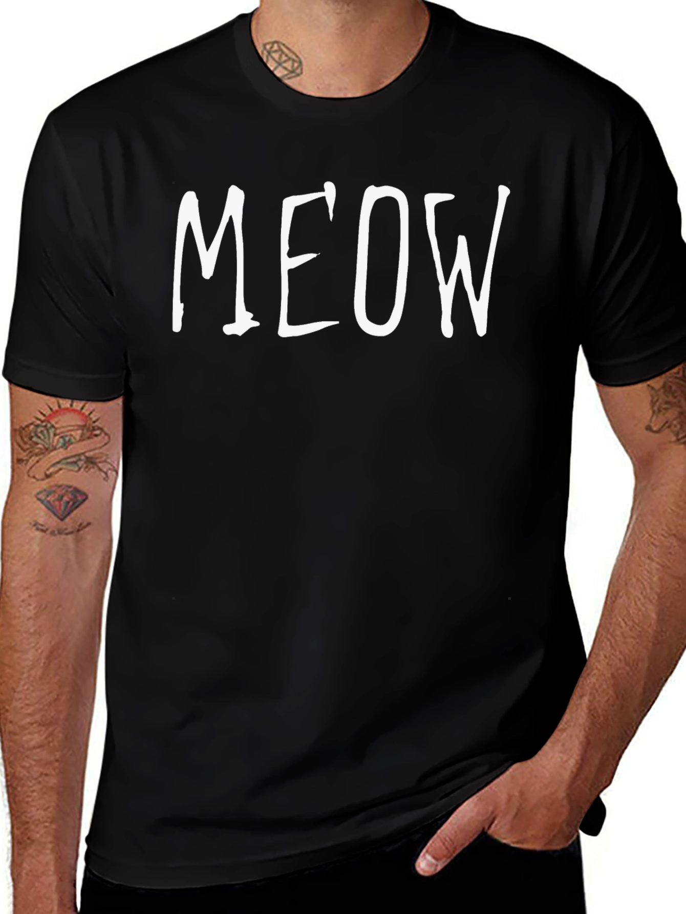MEOW Graphic Tee - Black Casual T-Shirt
