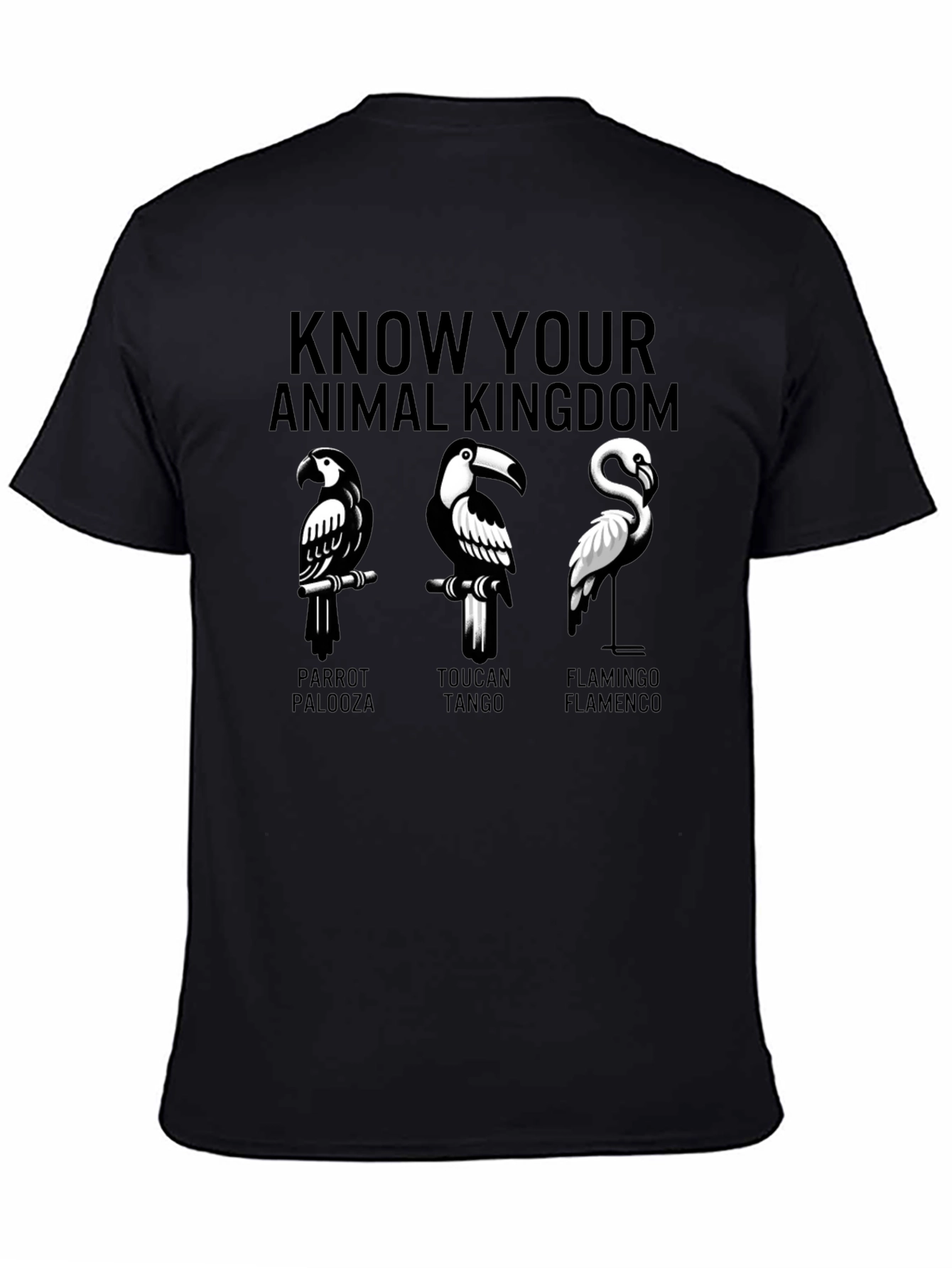 Animal Kingdom Graphic T-Shirt - Parrot Toucan Flamingo