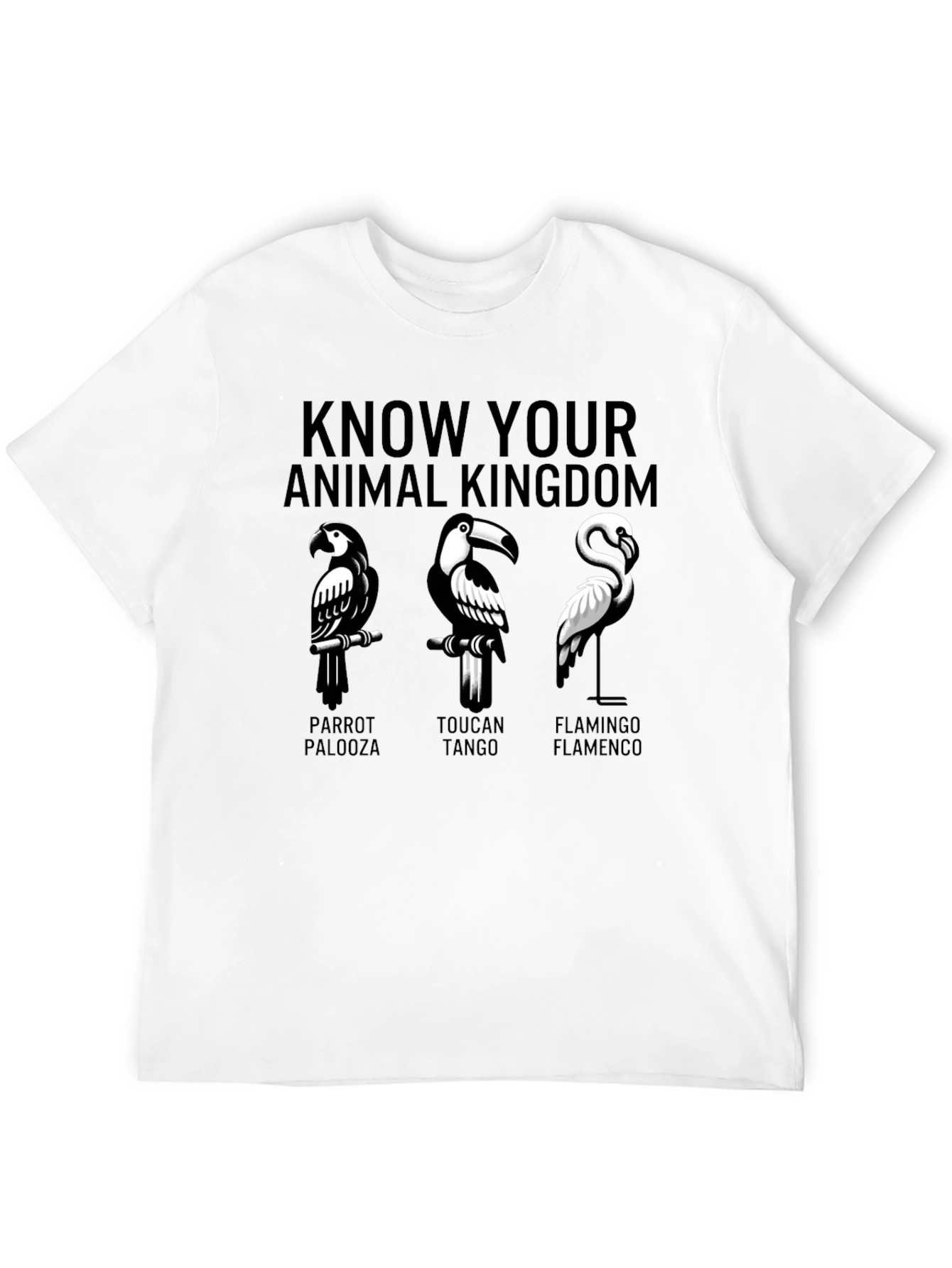 Animal Kingdom Graphic T-Shirt - Parrot Toucan Flamingo