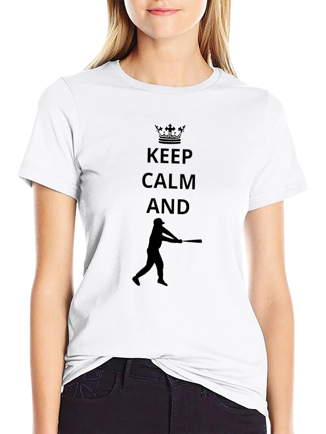 Keep Calm Baseball Player Black T-Shirt