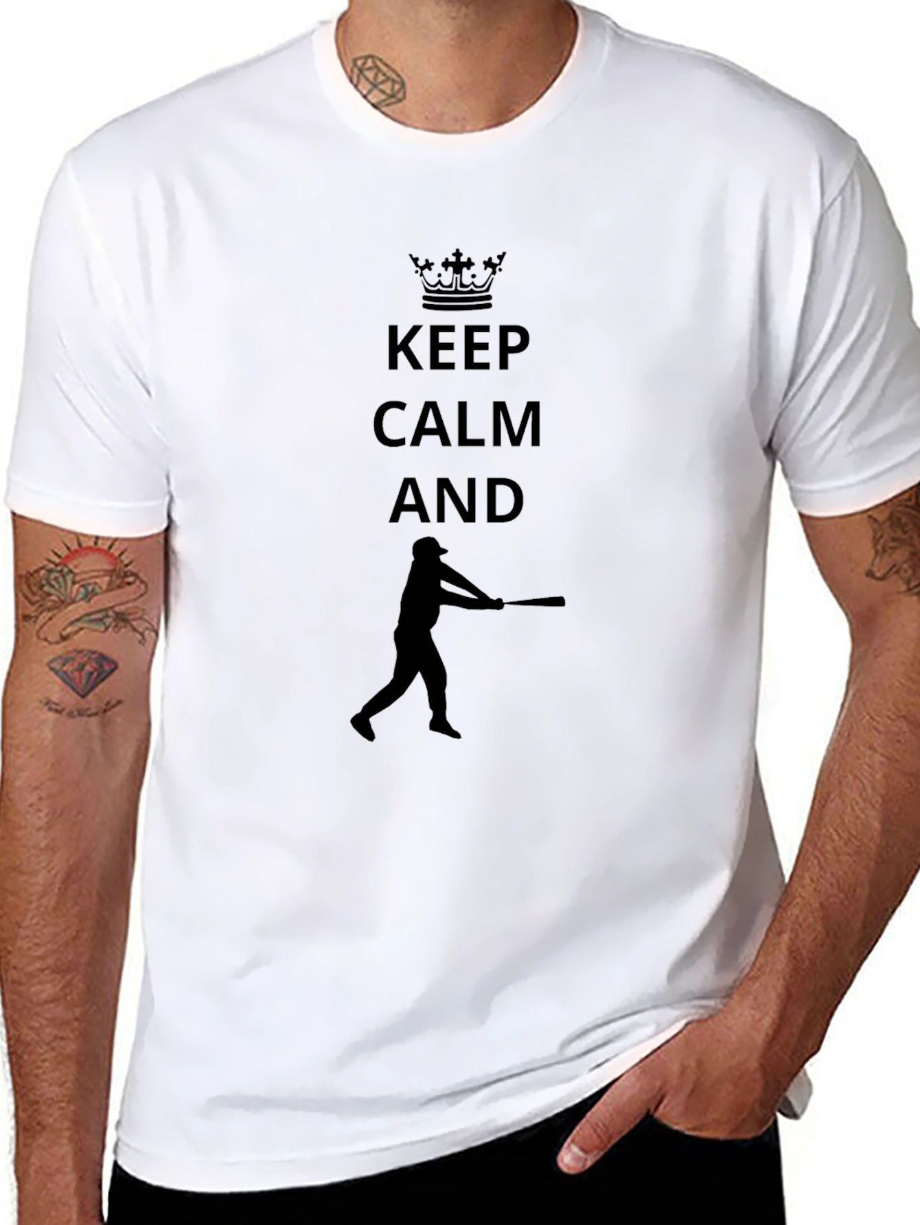 Keep Calm Baseball Player Black T-Shirt