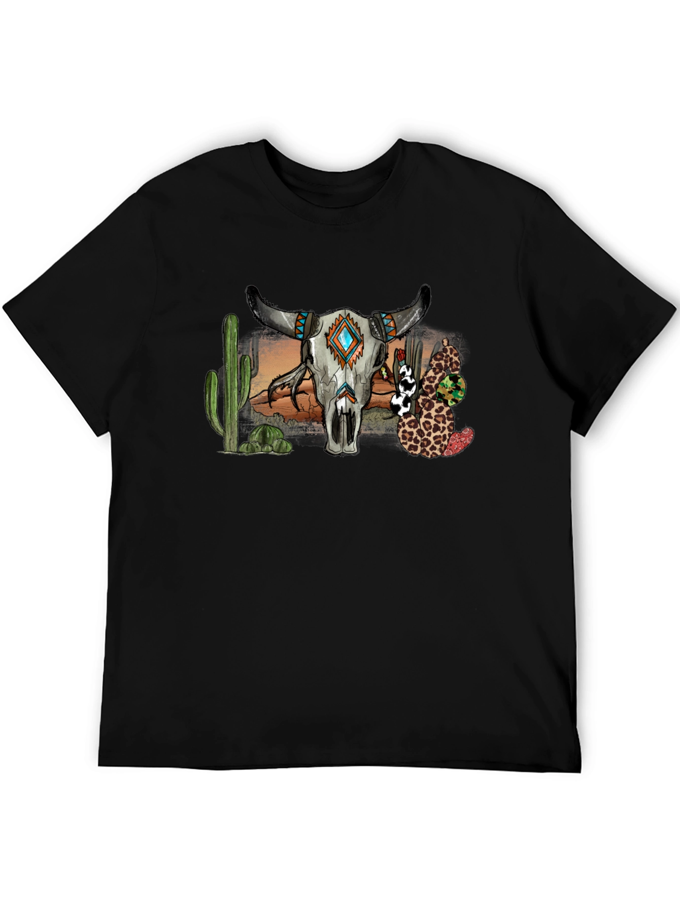 Western Bull Skull Graphic T-Shirt
