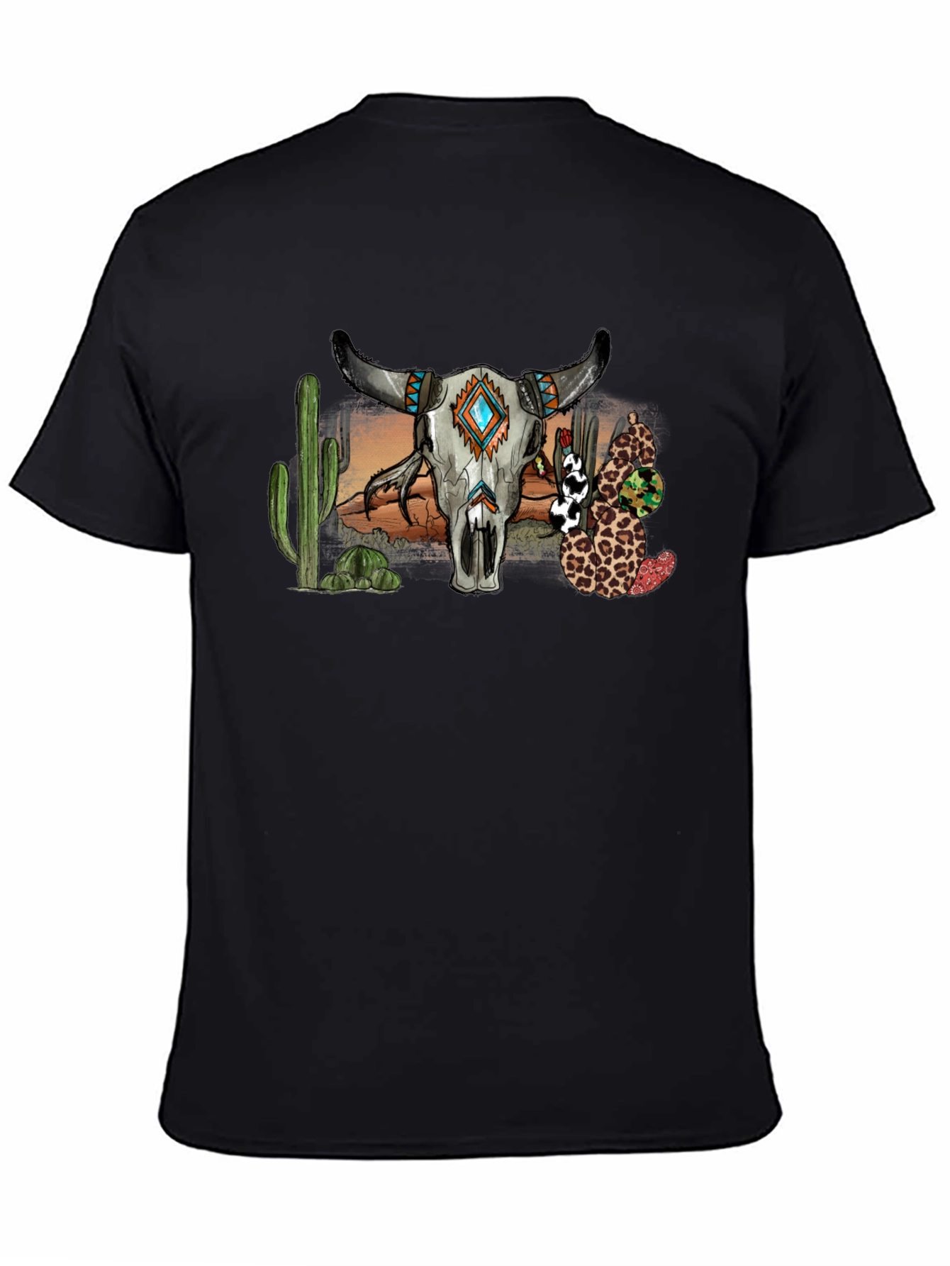 Western Bull Skull Graphic T-Shirt