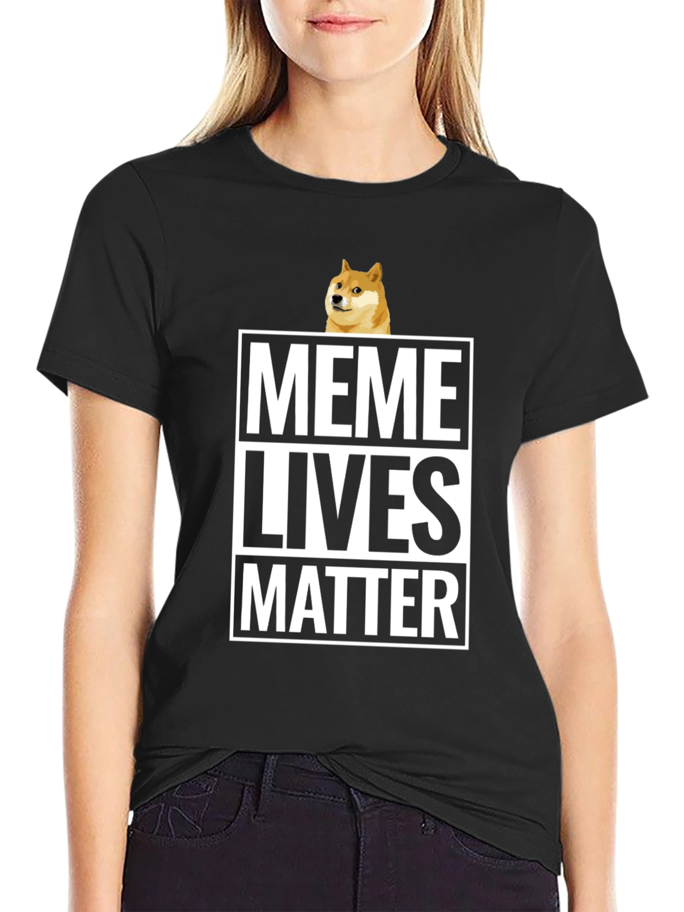 Meme Lives Matter Black Graphic Tee - Doge T-Shirt