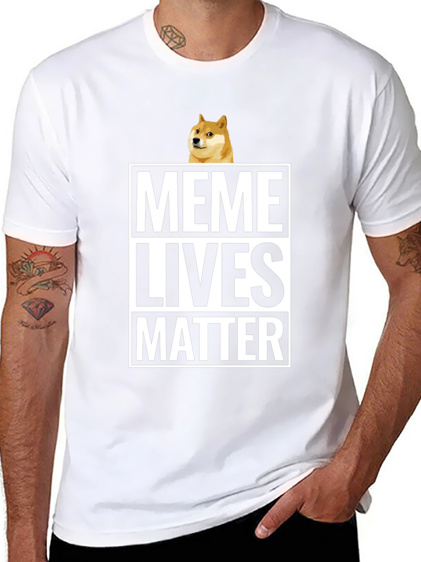 Meme Lives Matter Black Graphic Tee - Doge T-Shirt