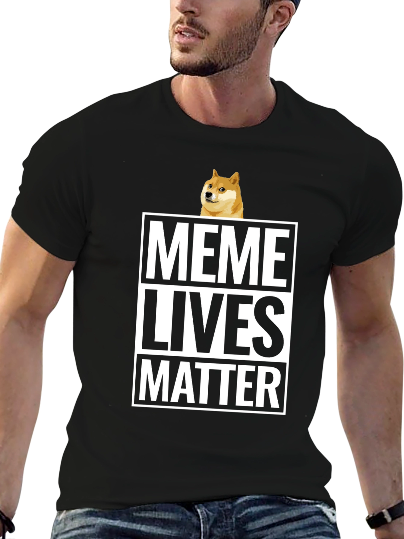 Meme Lives Matter Black Graphic Tee - Doge T-Shirt