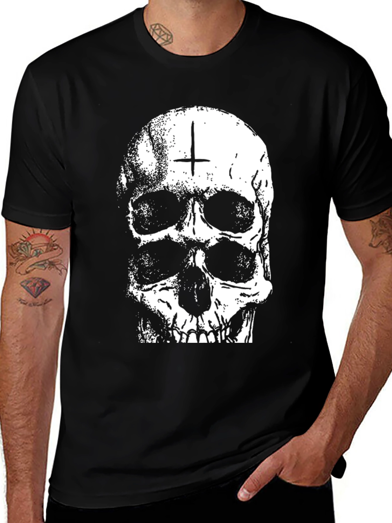 Skull & Cross T-Shirt - Black Graphic Tee