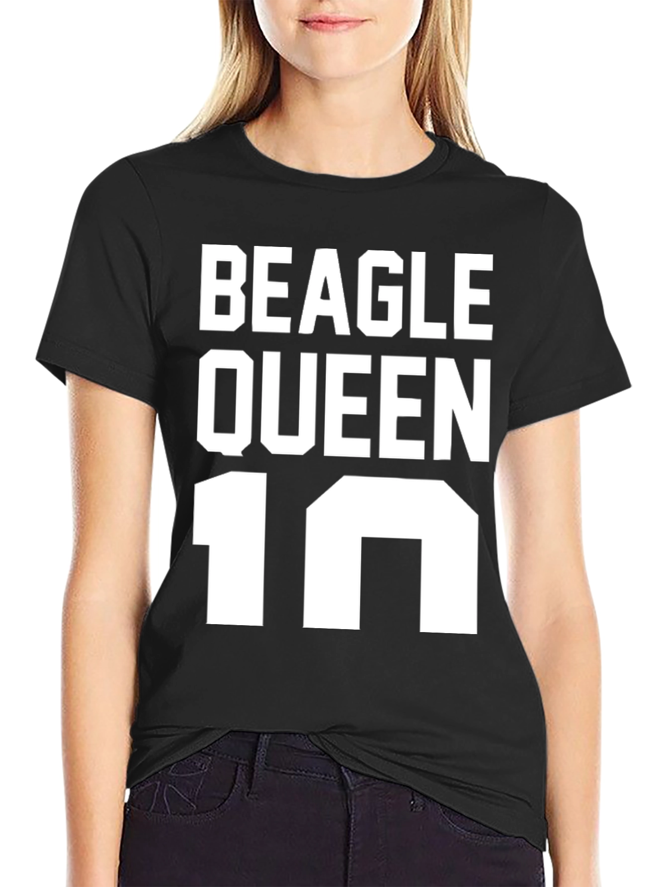 Beagle Queen T-Shirt - Black Graphic Tee