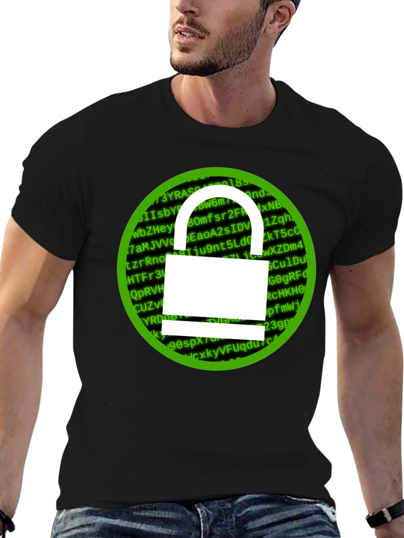 Cybersecurity Lock T-Shirt - Hacker Style