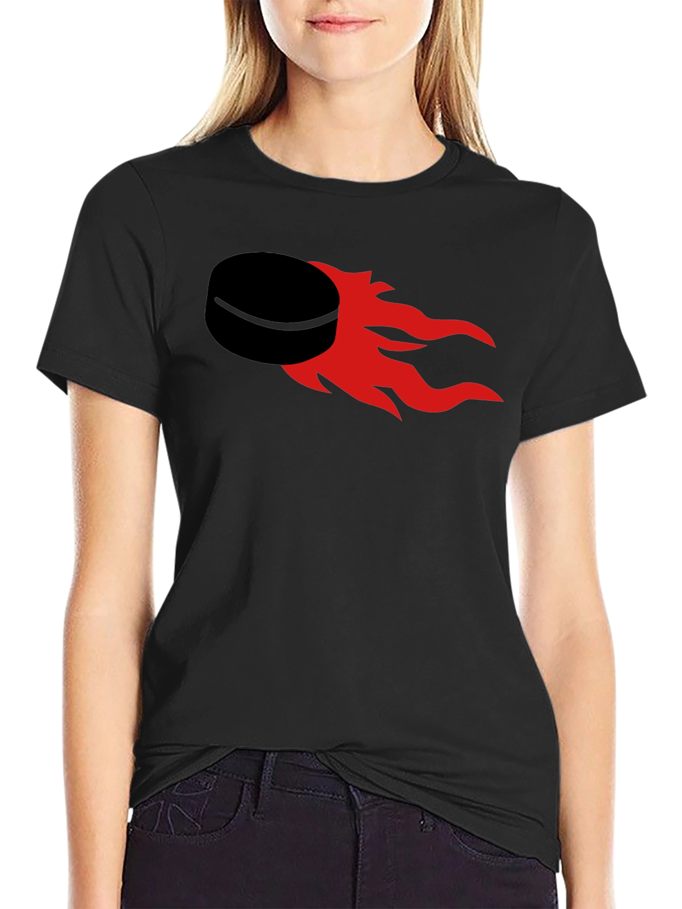 Flaming Puck Graphic T-Shirt - Hockey Fan Apparel