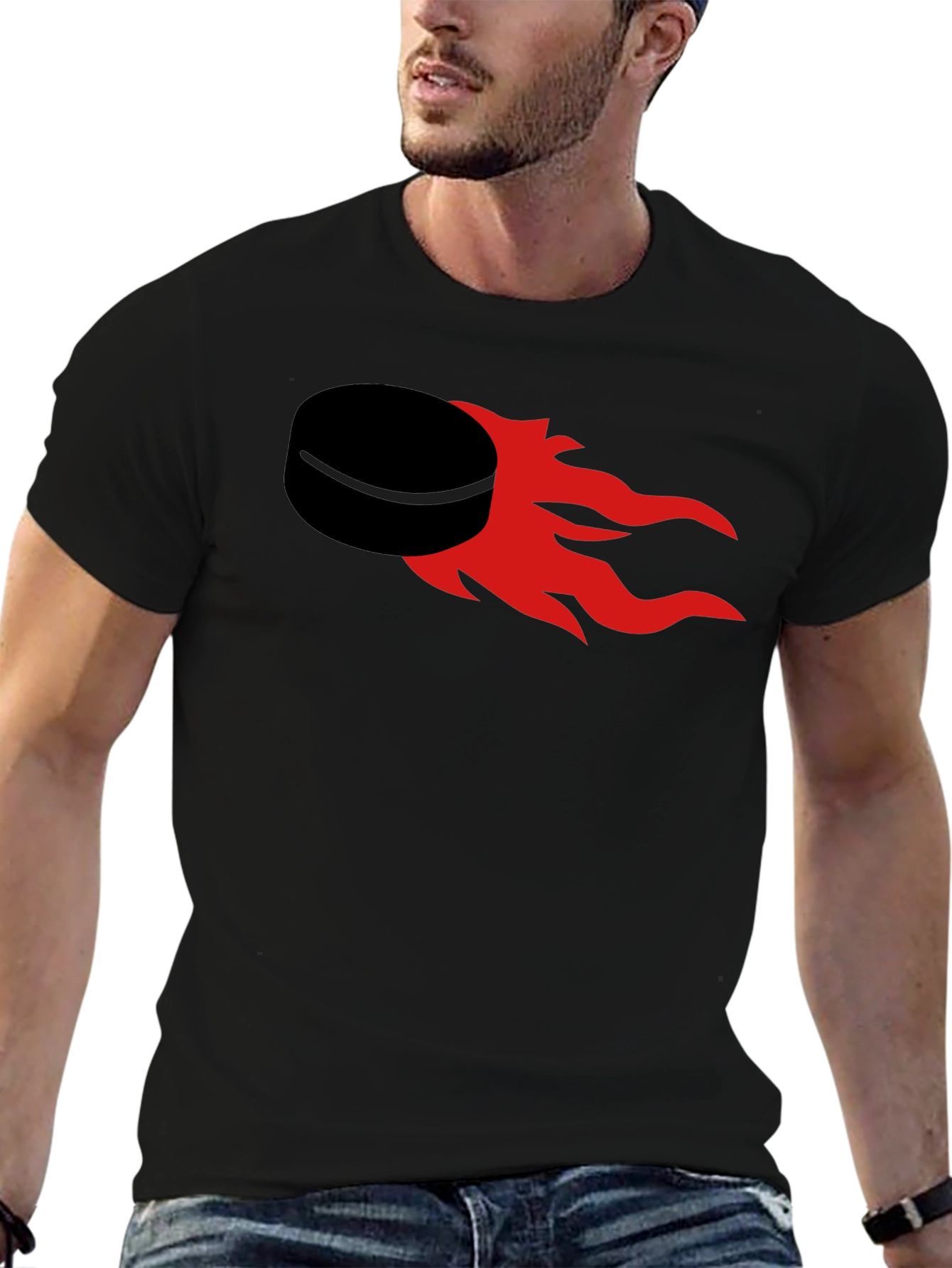 Flaming Puck Graphic T-Shirt - Hockey Fan Apparel