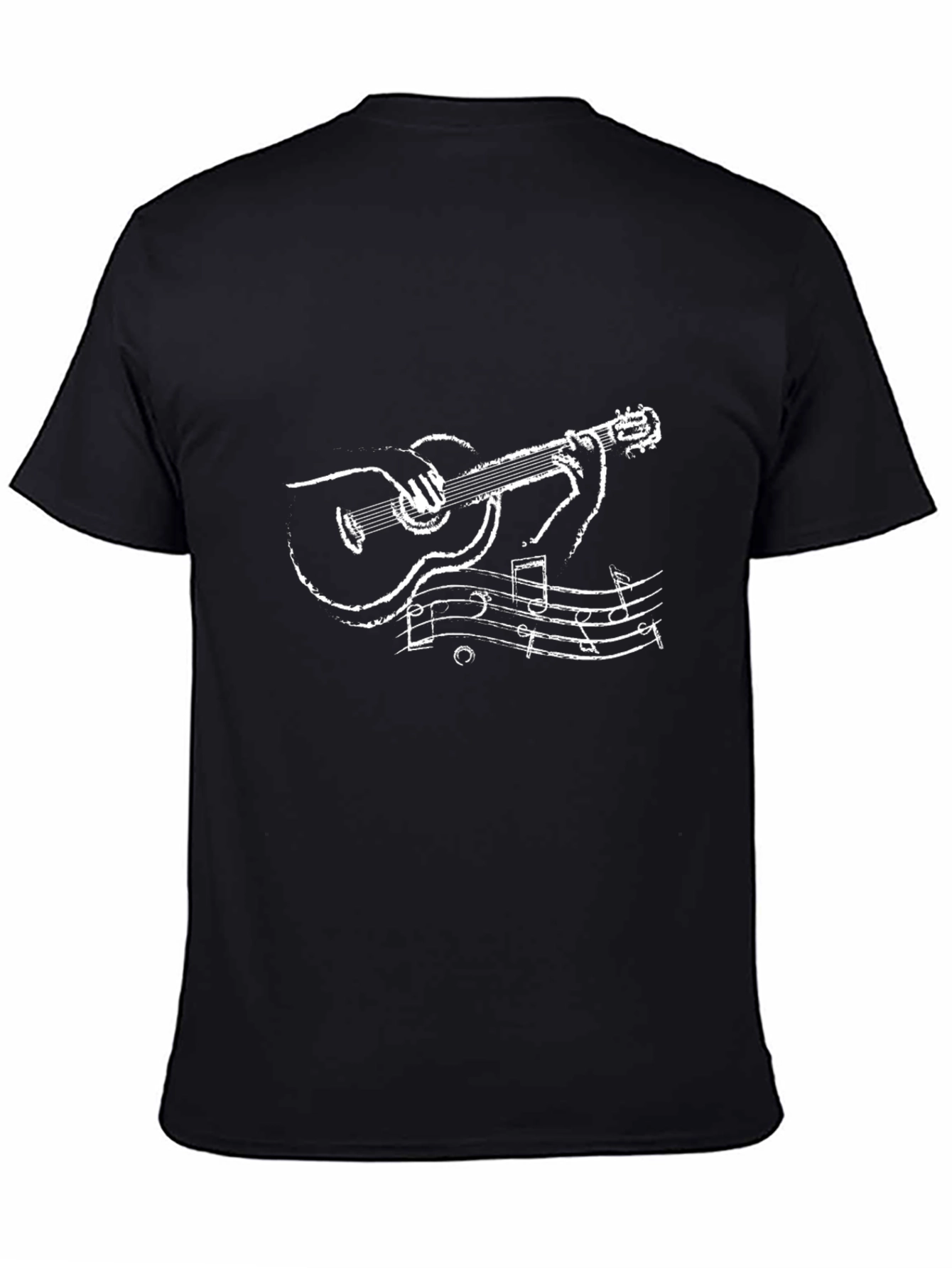 Guitar Music Notes Black T-Shirt