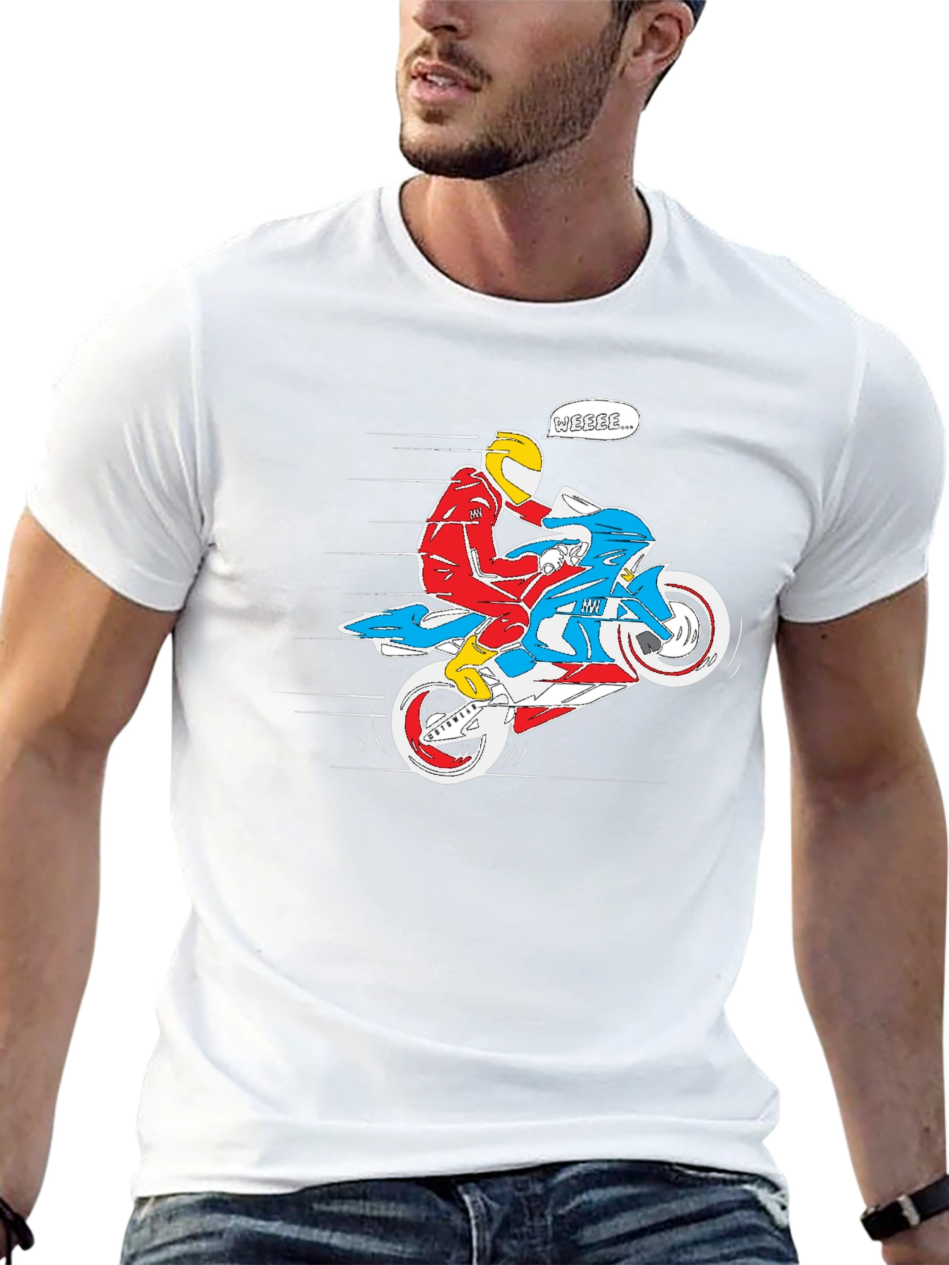 Motorcycle Rider Graphic Tee - Black