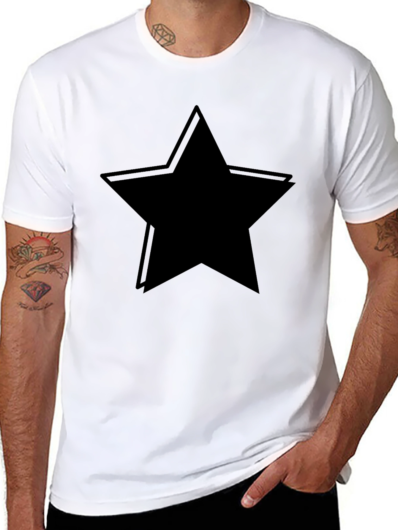 Black Star Graphic Tee - Mens Casual T-Shirt