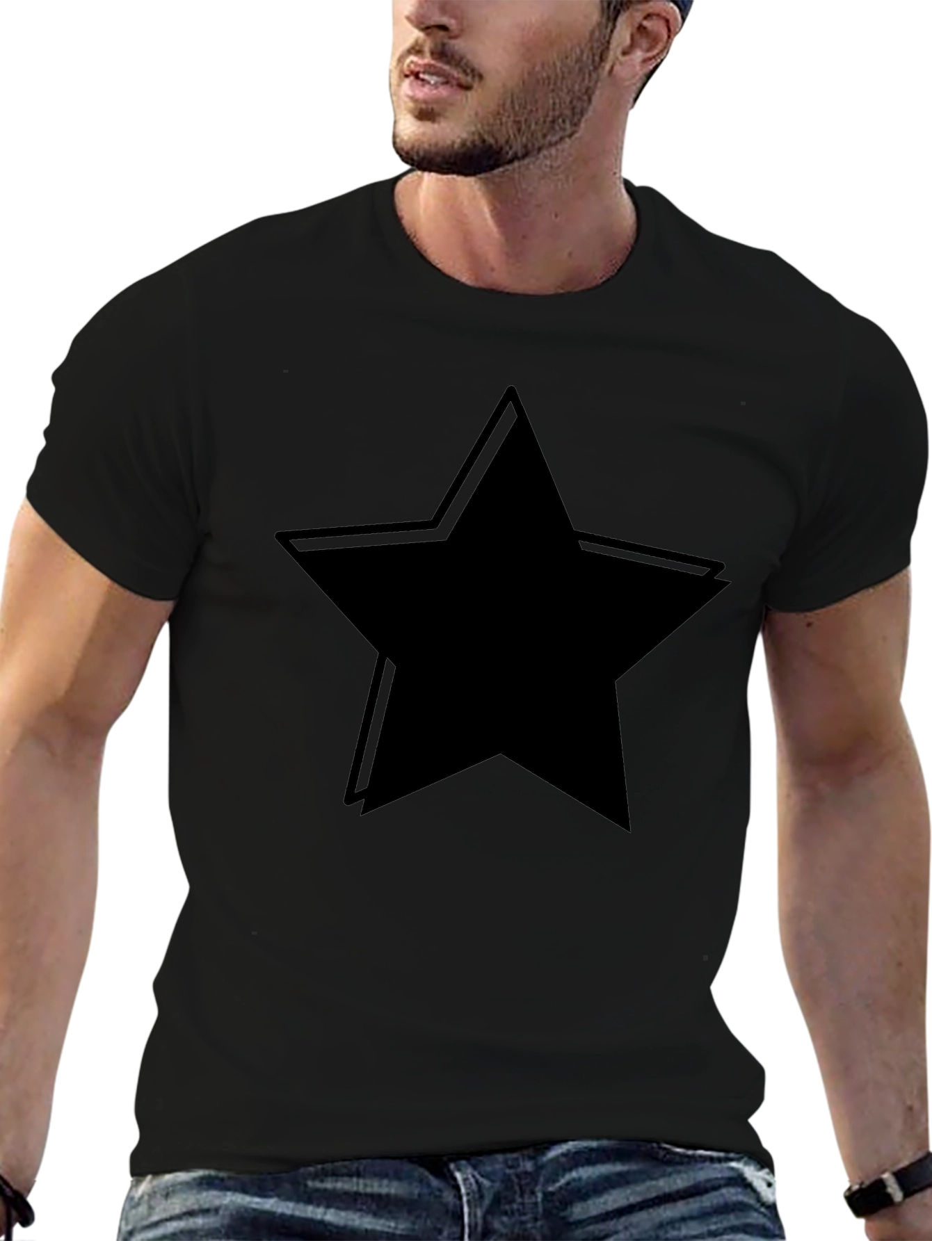 Black Star Graphic Tee - Mens Casual T-Shirt