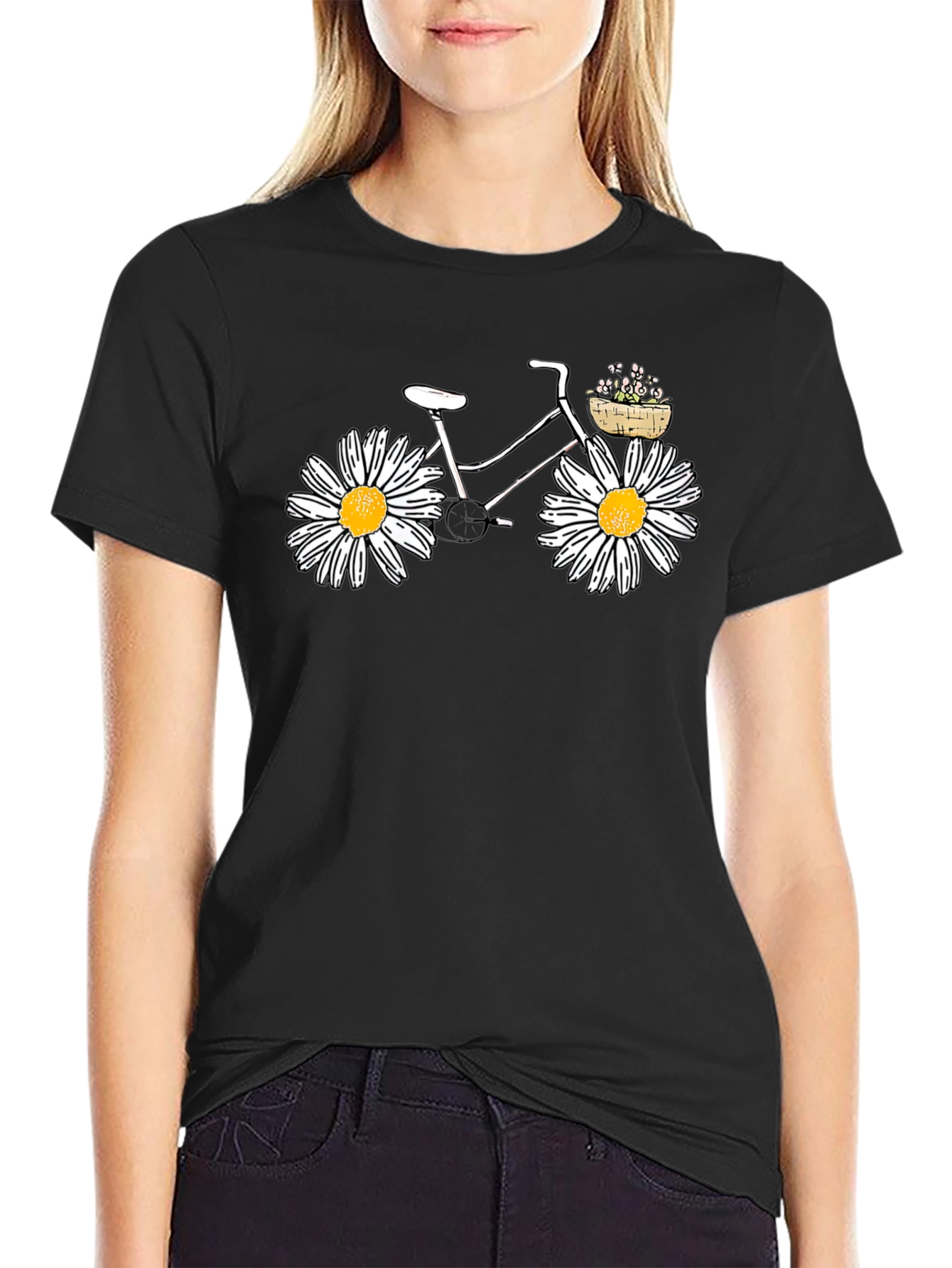 Daisy Bicycle Black Tee