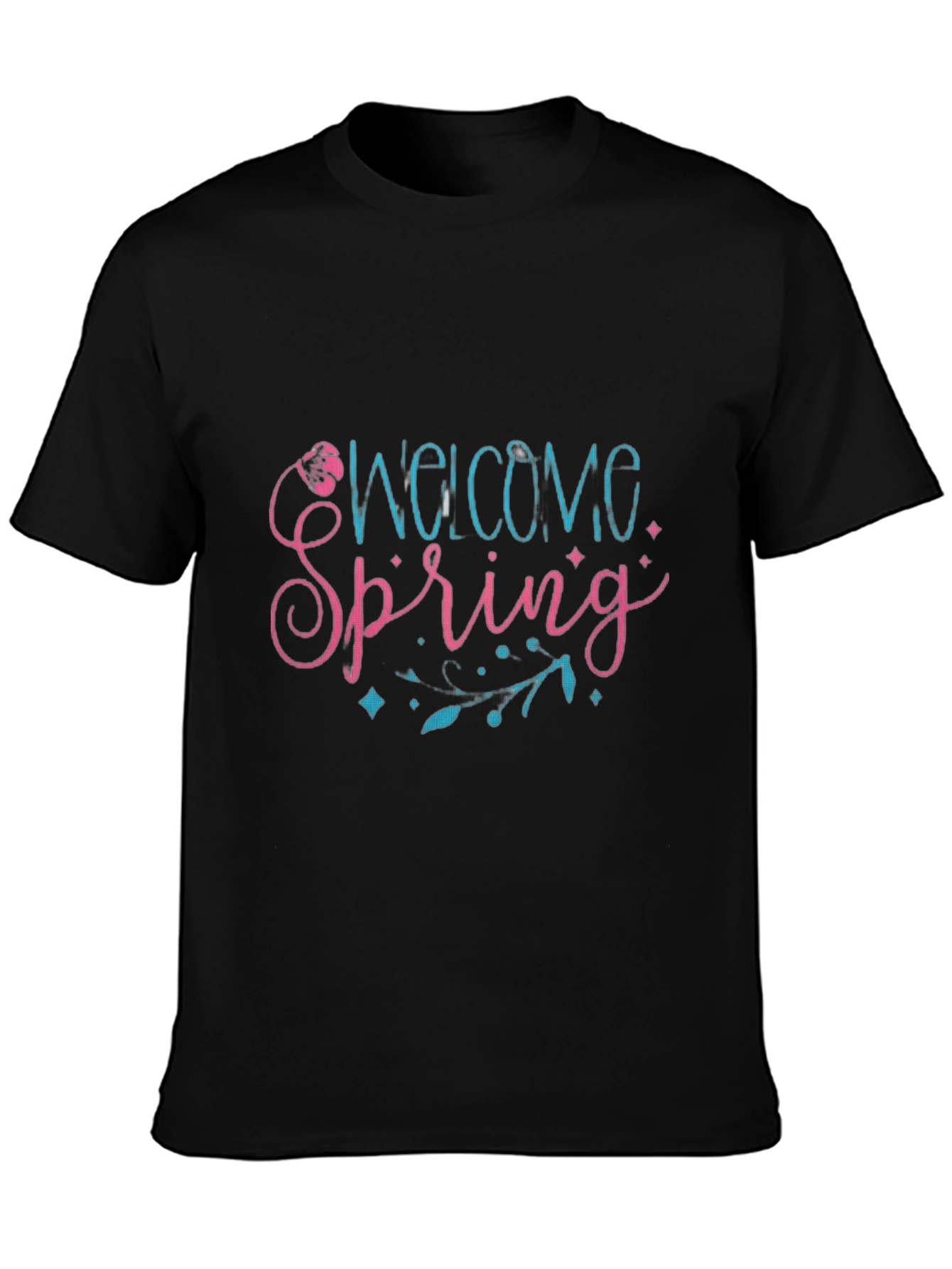 Welcome Spring Black Graphic T-Shirt