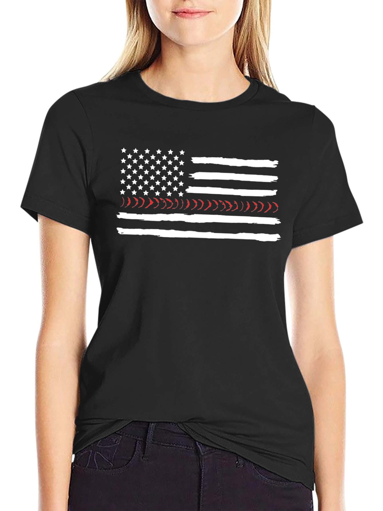 Thin Red Line American Flag Graphic T-Shirt