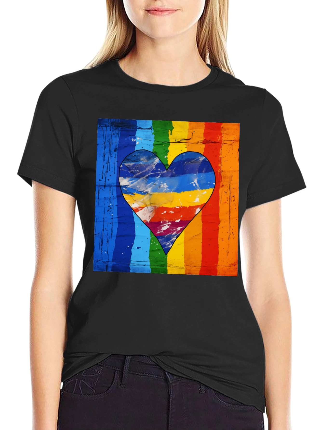 Rainbow Heart Graphic Tee - Pride Love