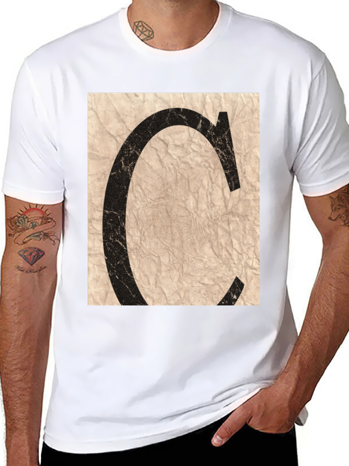 Letter C Graphic Black T-Shirt
