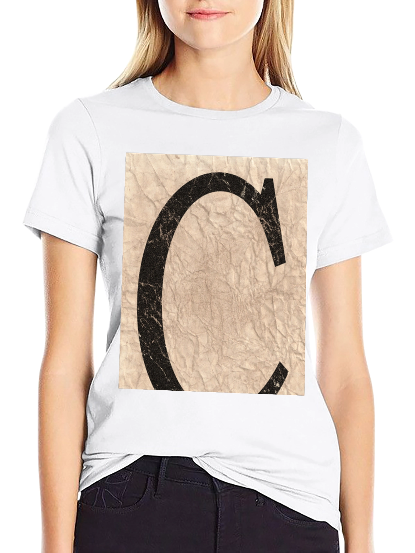 Letter C Graphic Black T-Shirt