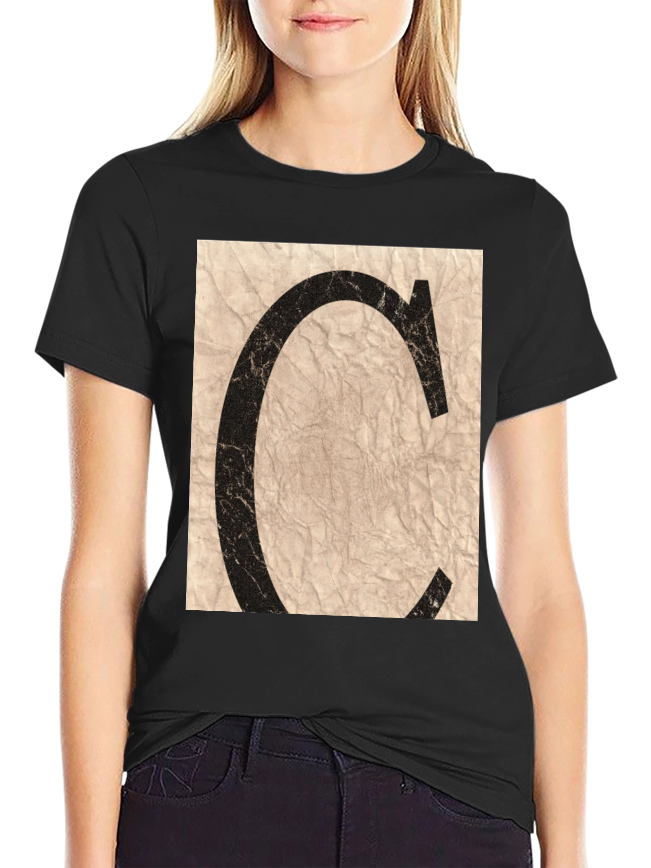 Letter C Graphic Black T-Shirt