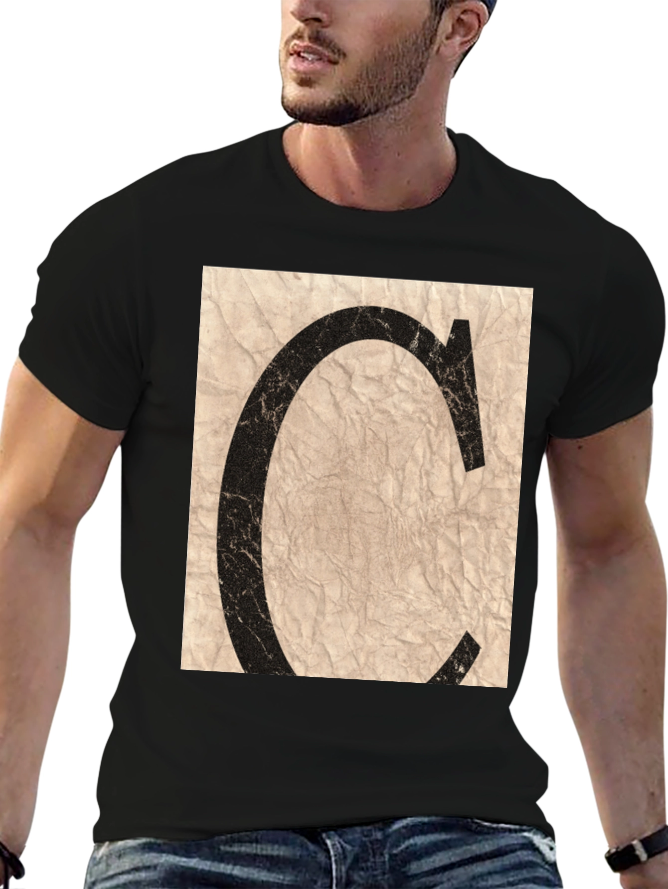 Letter C Graphic Black T-Shirt
