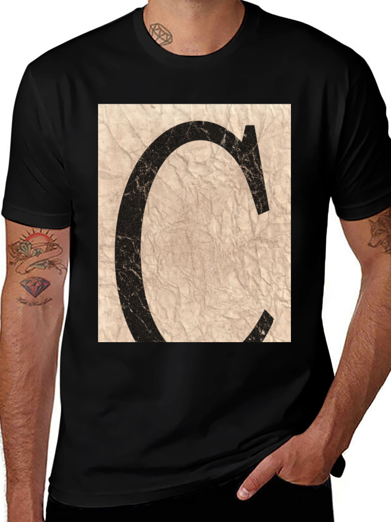 Letter C Graphic Black T-Shirt