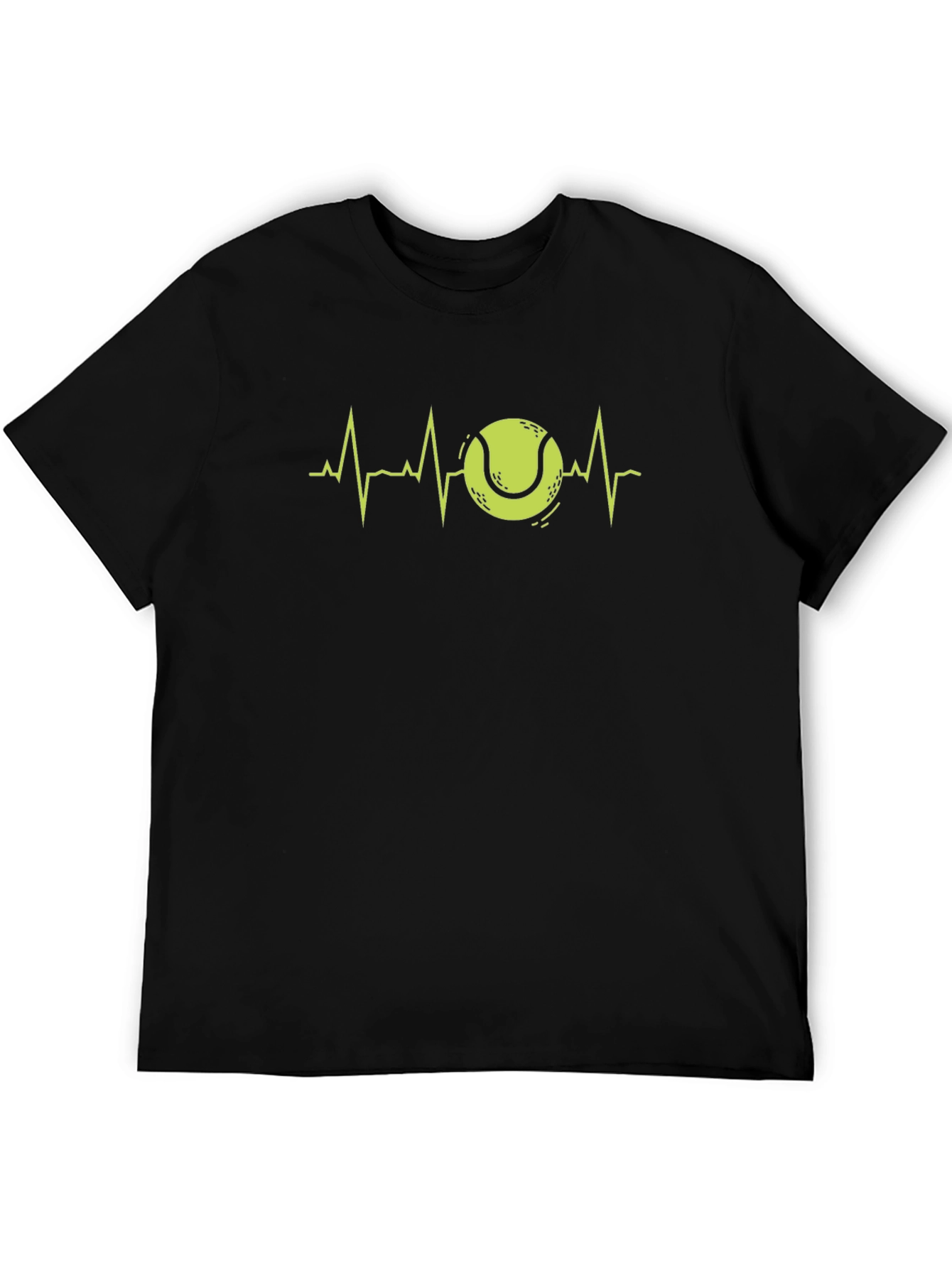 Tennis Heartbeat Graphic Tee - Black Cotton Shirt