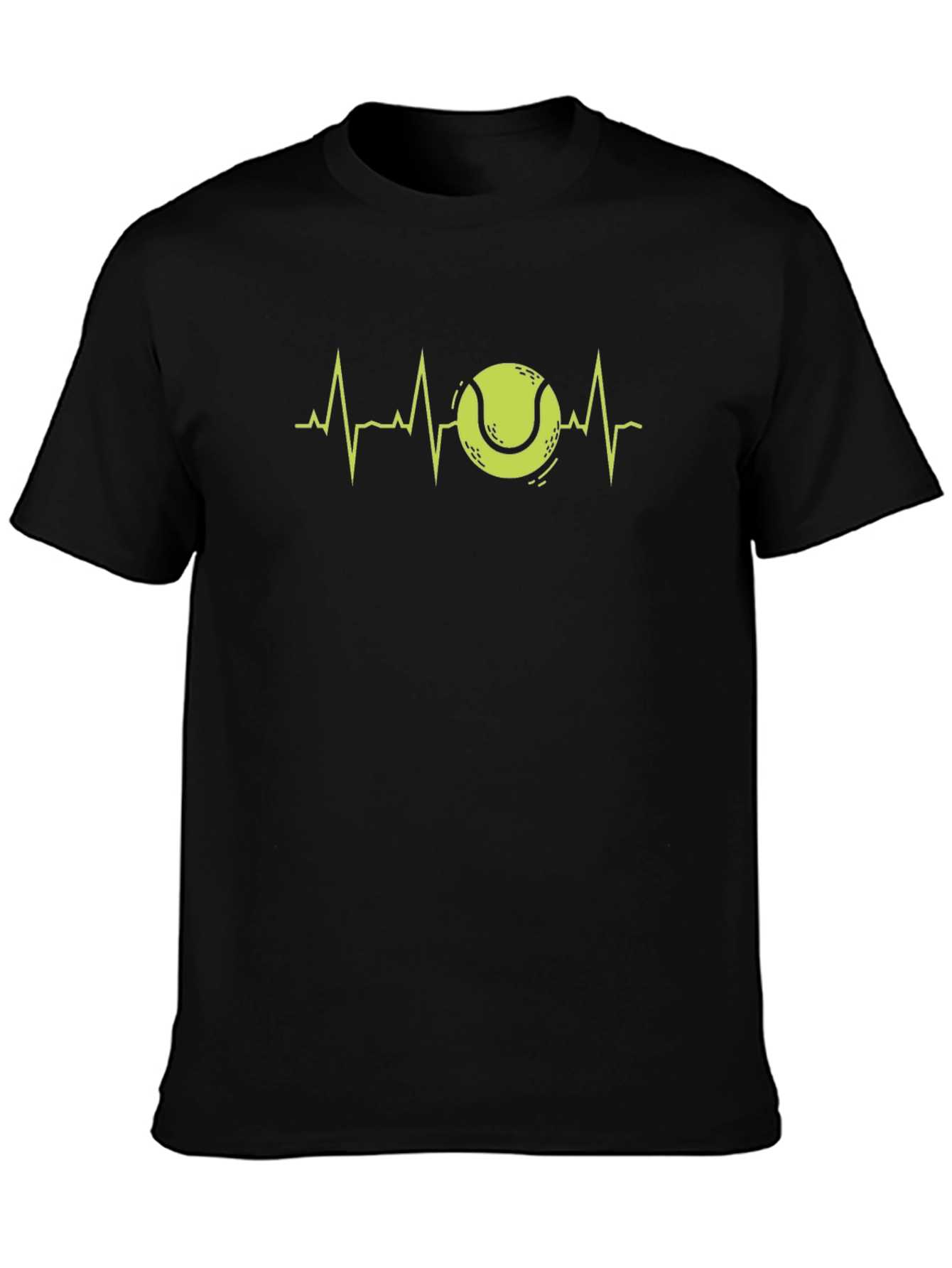 Tennis Heartbeat Graphic Tee - Black Cotton Shirt