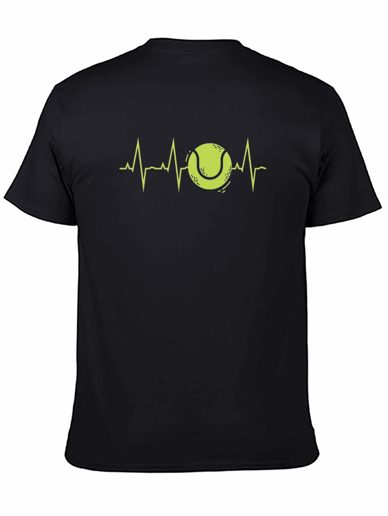Tennis Heartbeat Graphic Tee - Black Cotton Shirt
