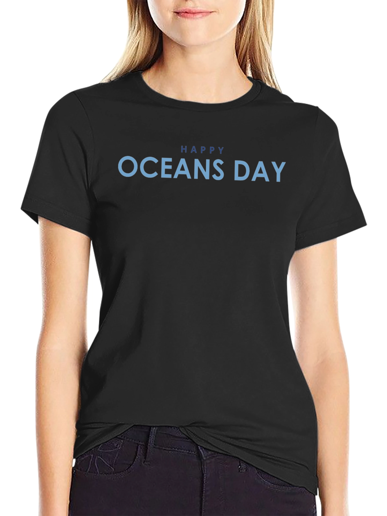Happy Oceans Day Graphic Tee - Black Unisex T-Shirt