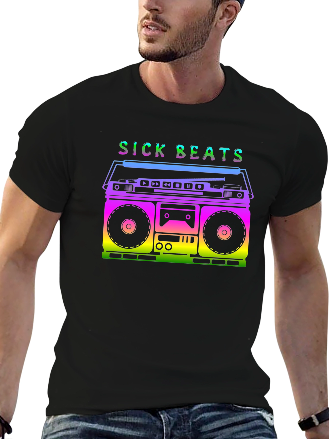 Retro Boombox Sick Beats Graphic T-Shirt