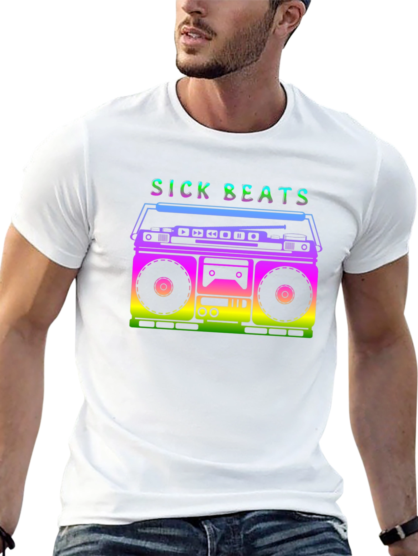 Retro Boombox Sick Beats Graphic T-Shirt