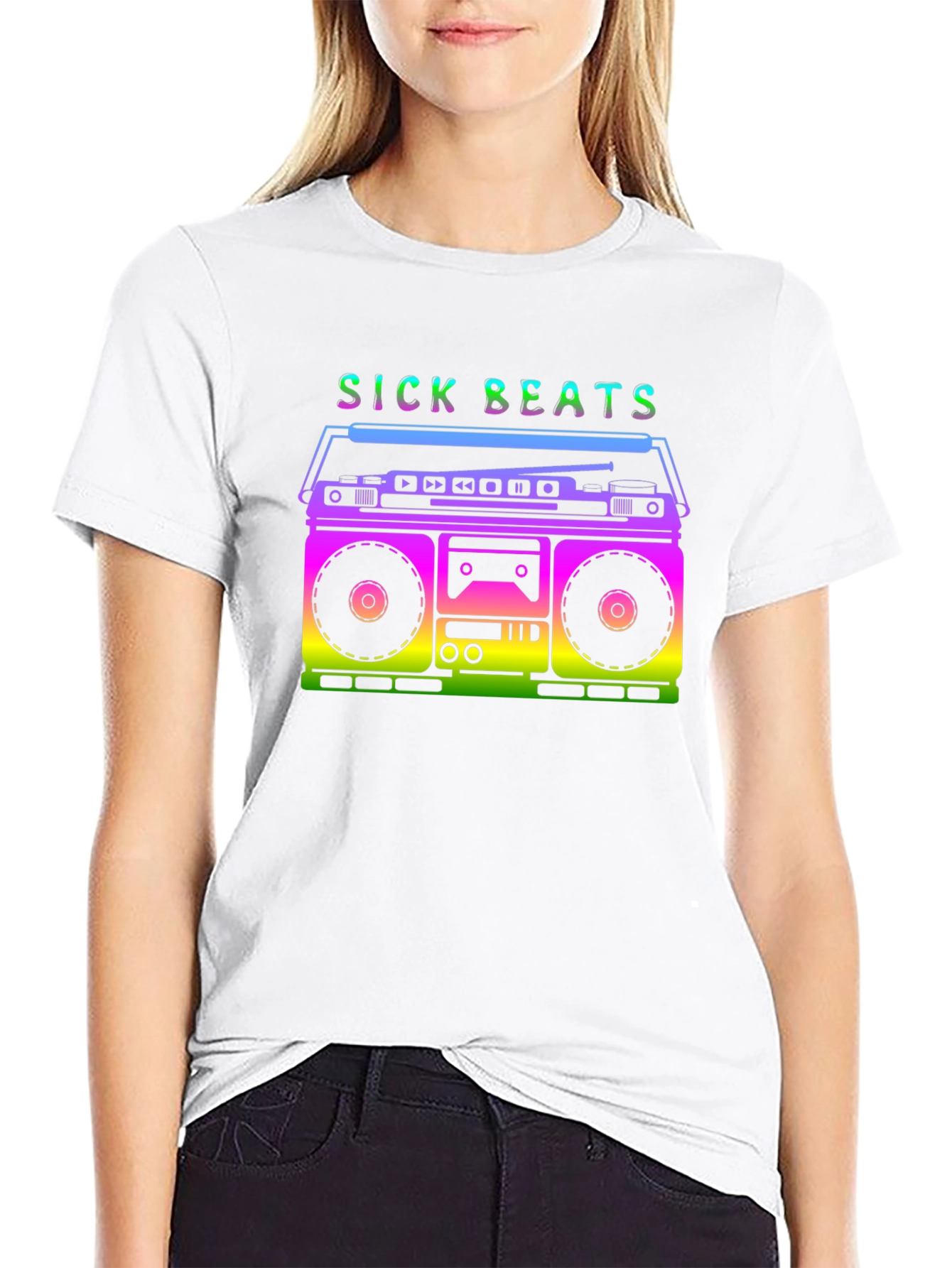 Retro Boombox Sick Beats Graphic T-Shirt