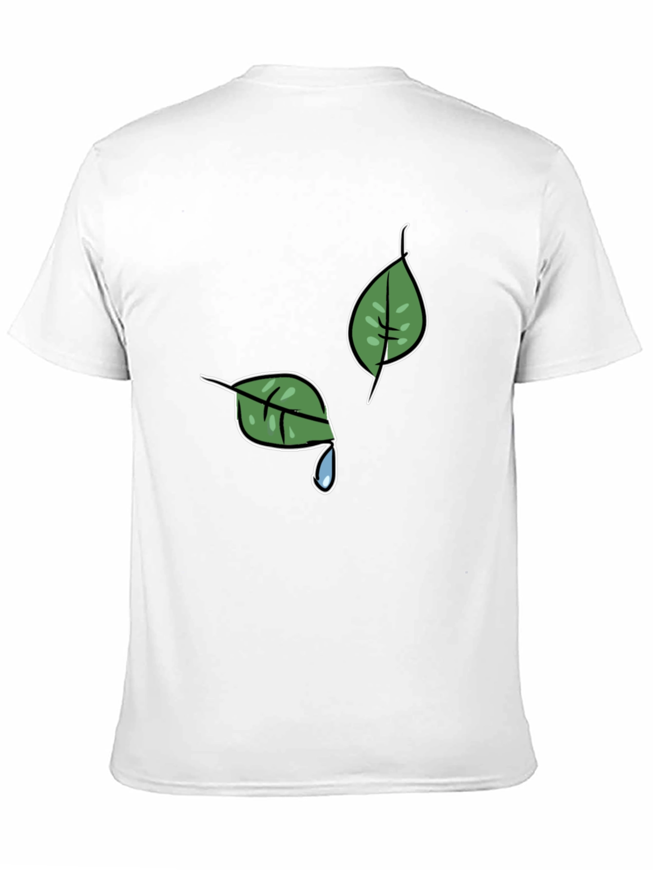 Nature-Themed Black T-Shirt with Leaf Graphic