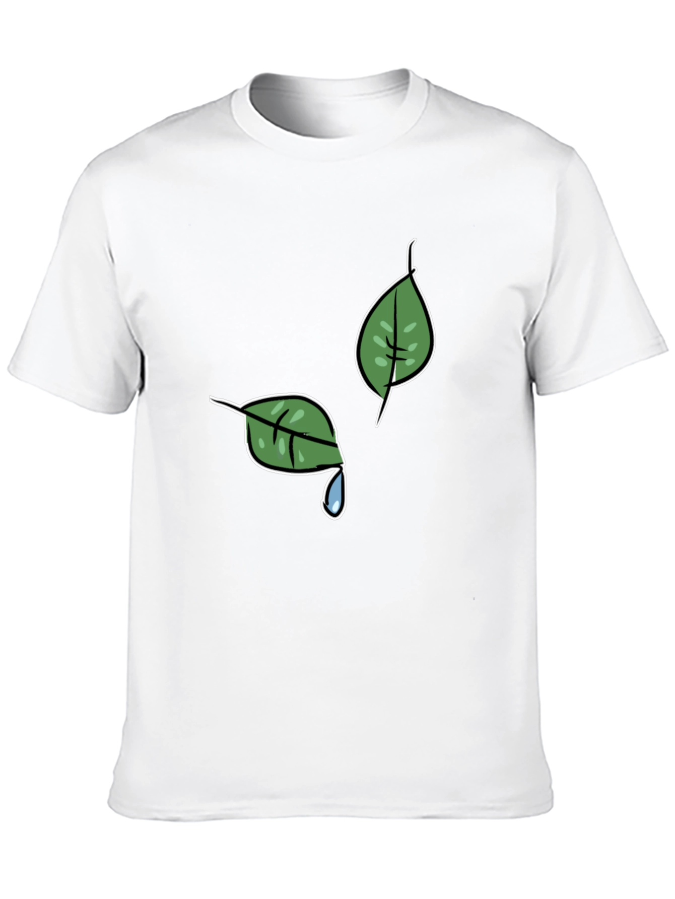 Nature-Themed Black T-Shirt with Leaf Graphic