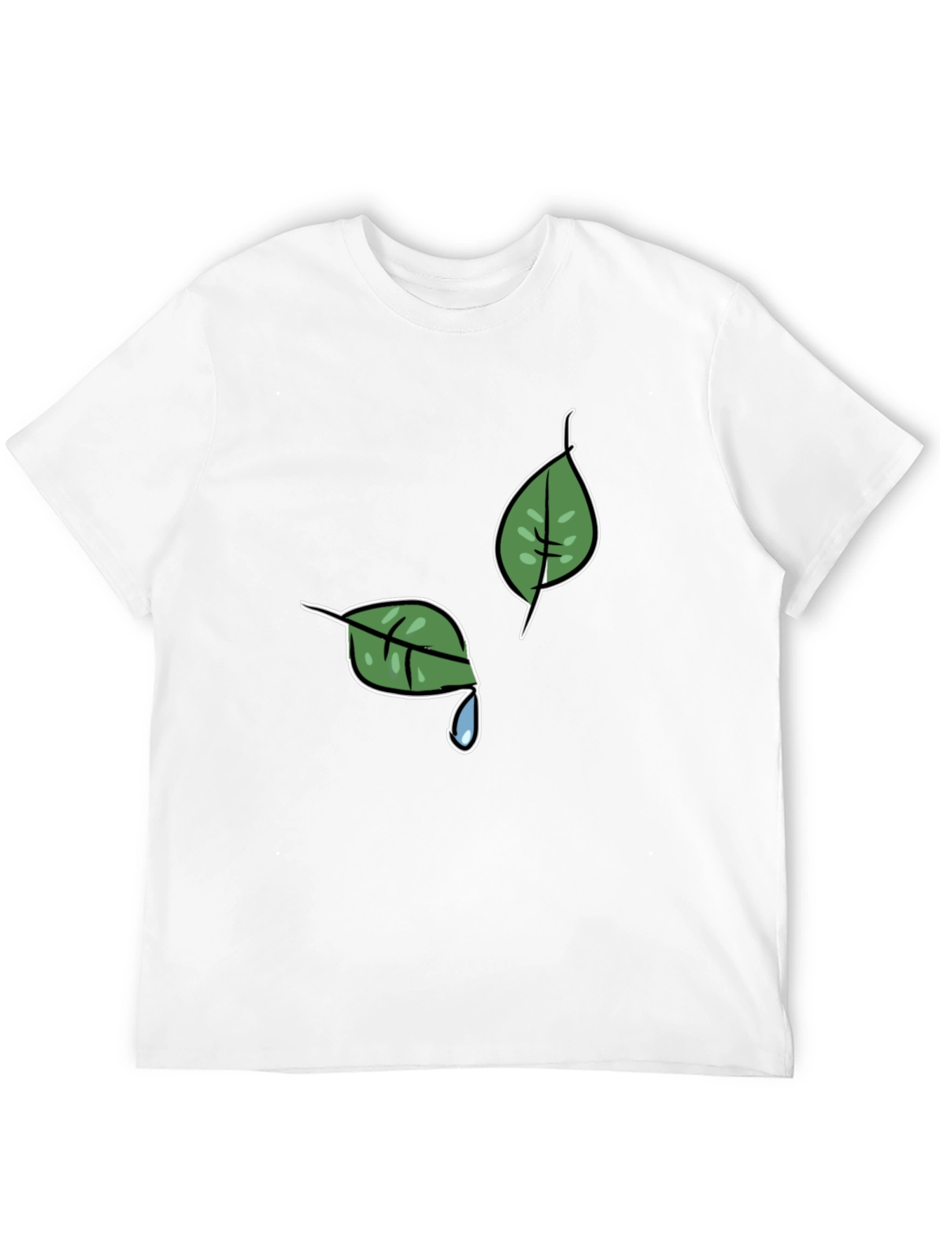 Nature-Themed Black T-Shirt with Leaf Graphic