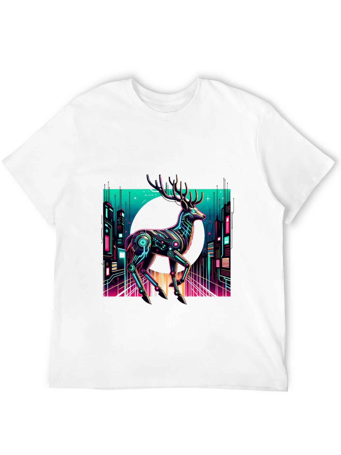 Cyberpunk Deer Graphic Tee - Black