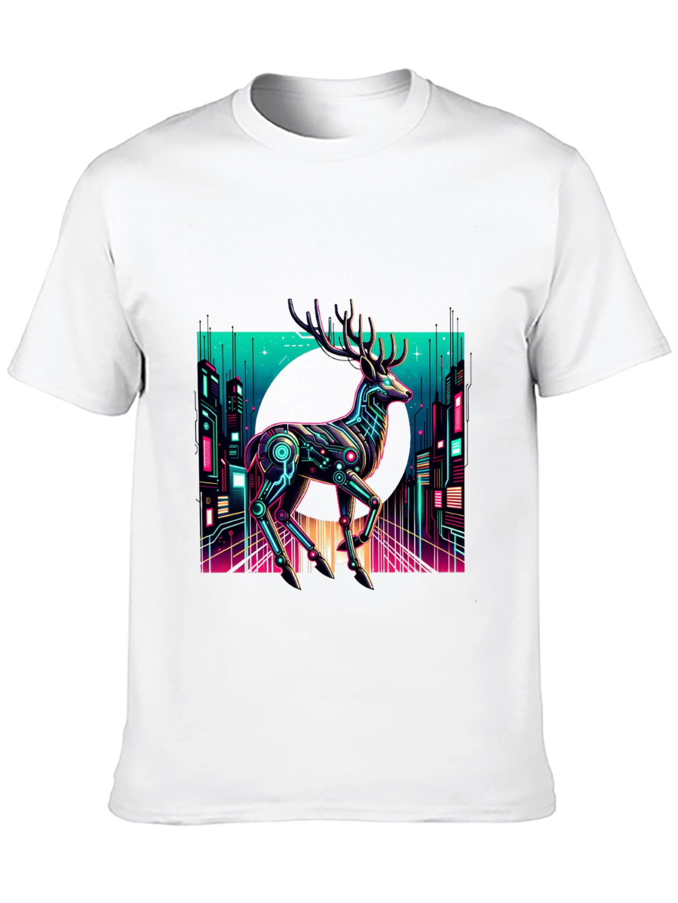 Cyberpunk Deer Graphic Tee - Black