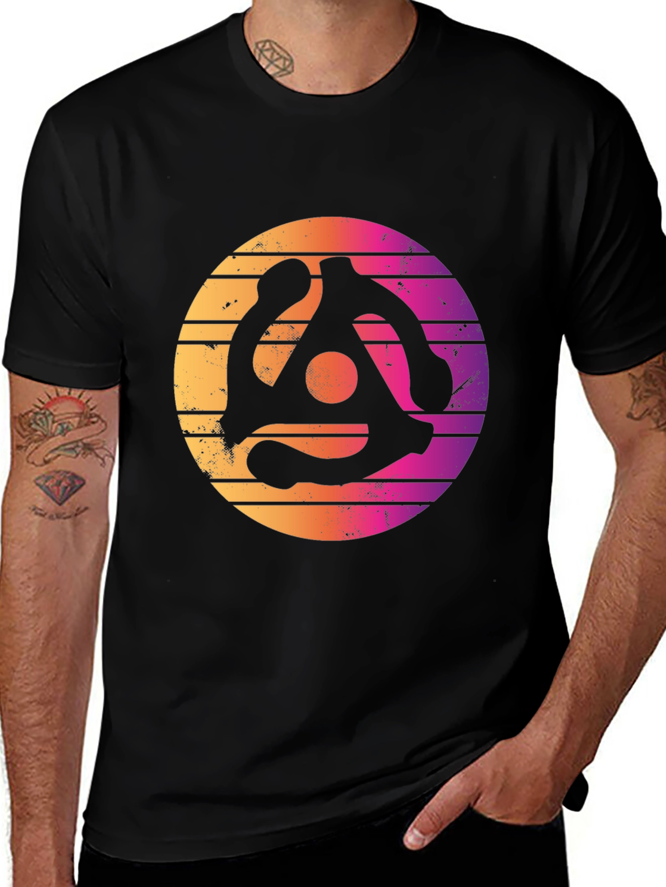 Retro Vinyl Record Adapter Graphic T-Shirt