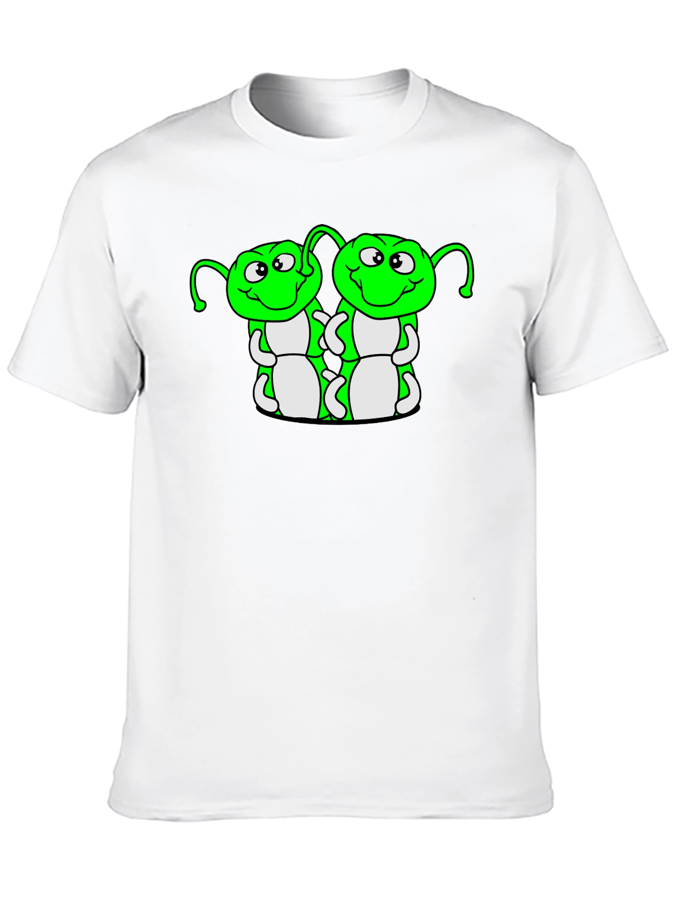 Cartoon Caterpillar Graphic T-Shirt - Black