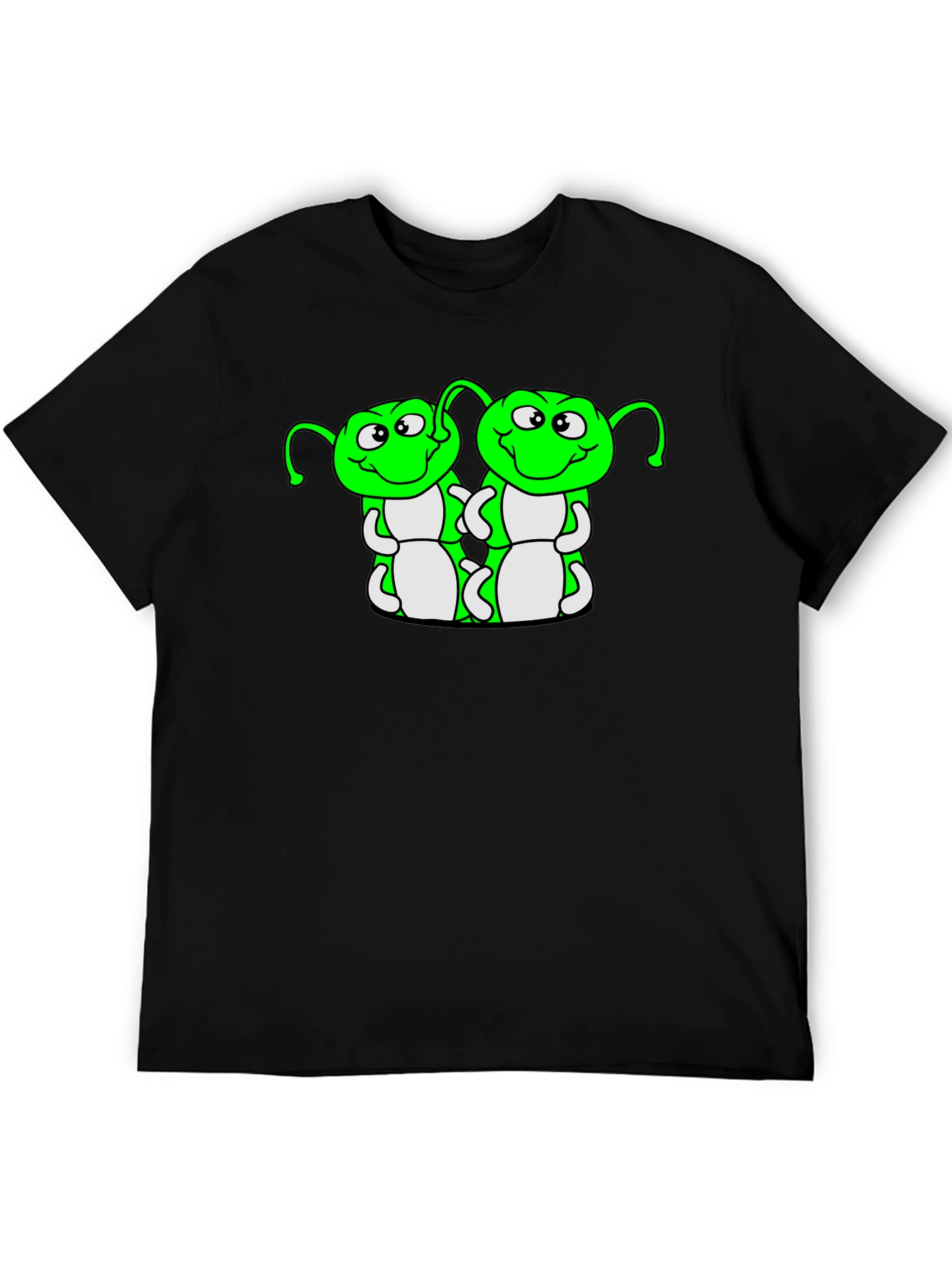 Cartoon Caterpillar Graphic T-Shirt - Black