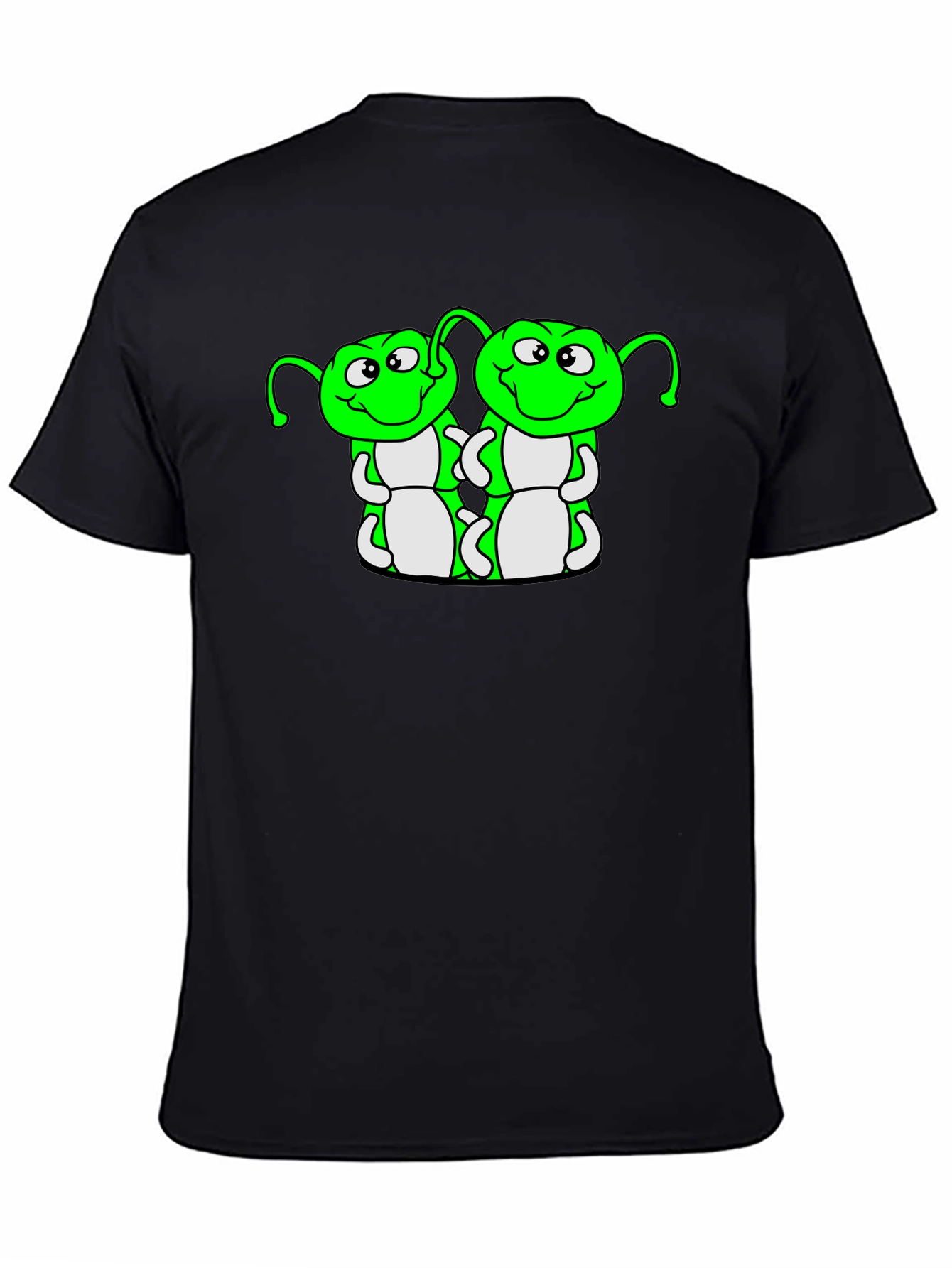 Cartoon Caterpillar Graphic T-Shirt - Black