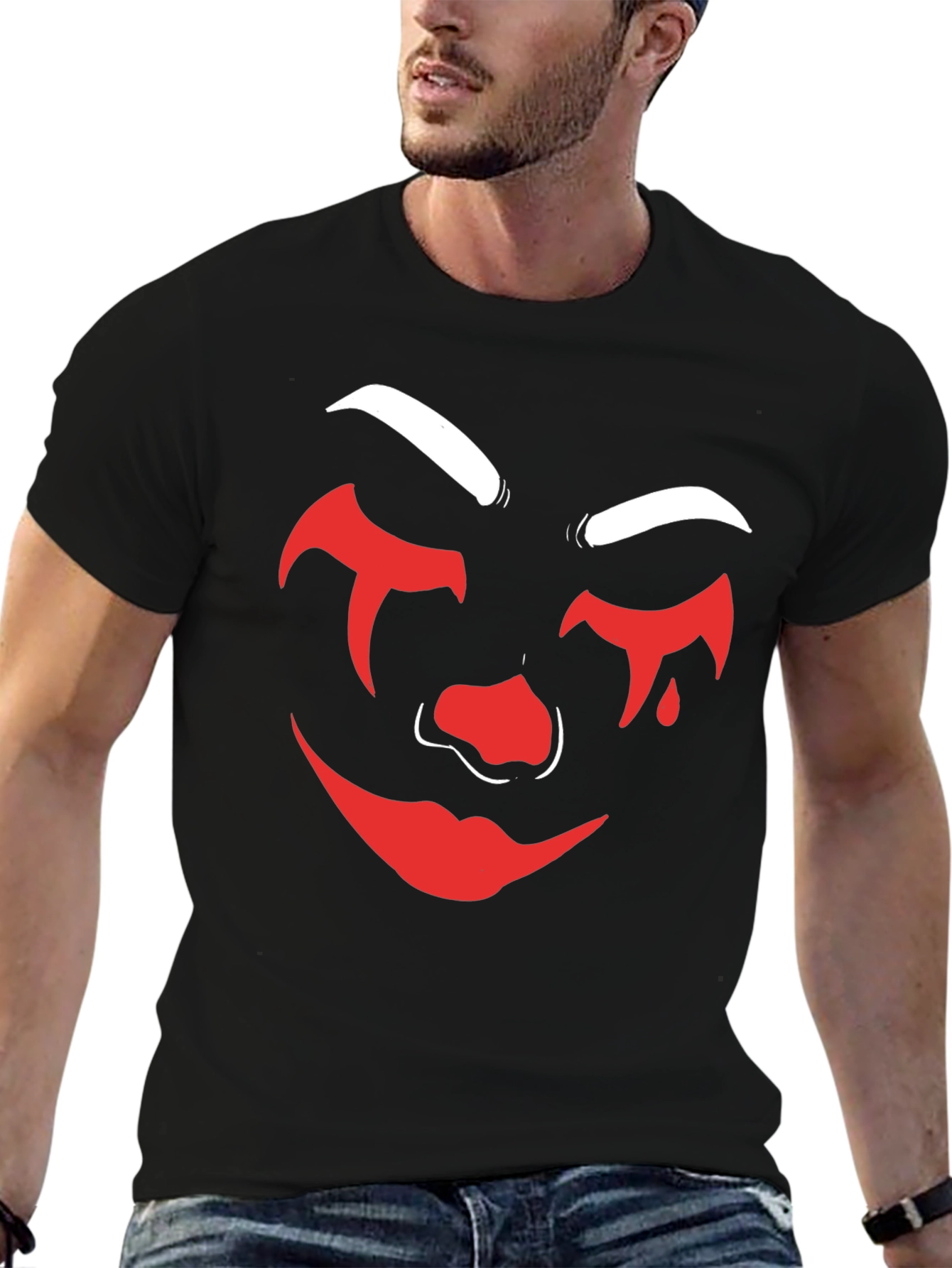 Creepy Clown Face Graphic Tee - Black