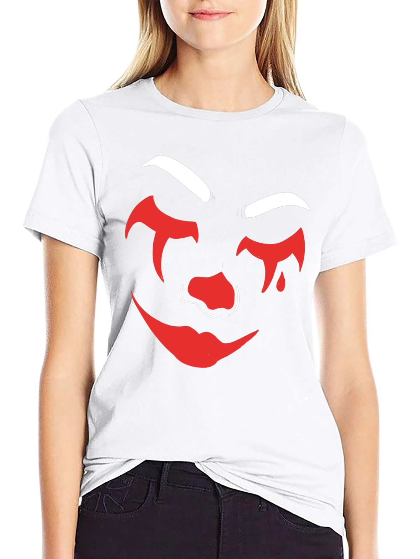 Creepy Clown Face Graphic Tee - Black