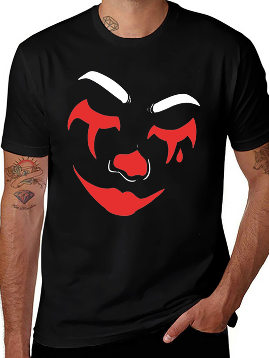 Creepy Clown Face Graphic Tee - Black