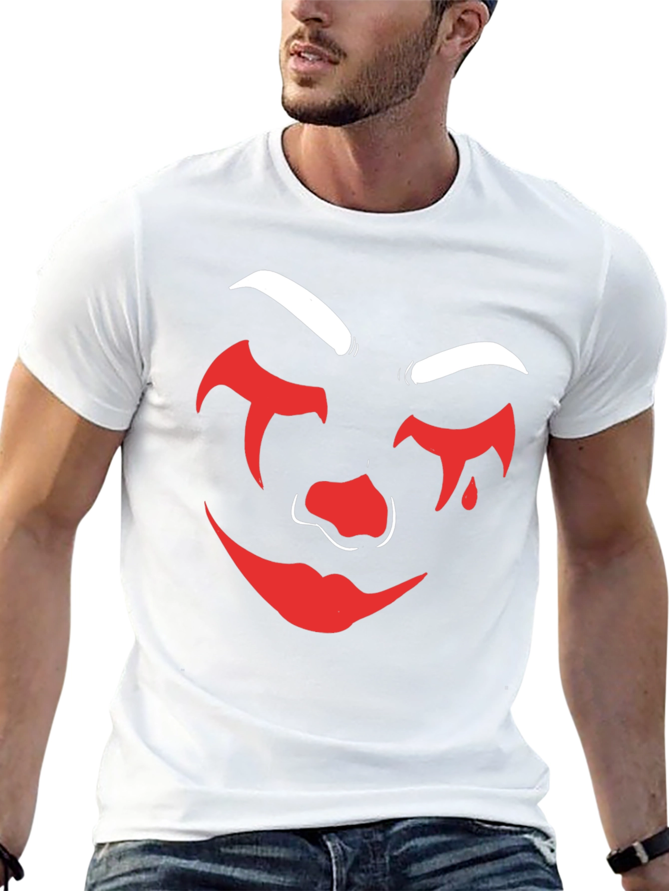 Creepy Clown Face Graphic Tee - Black