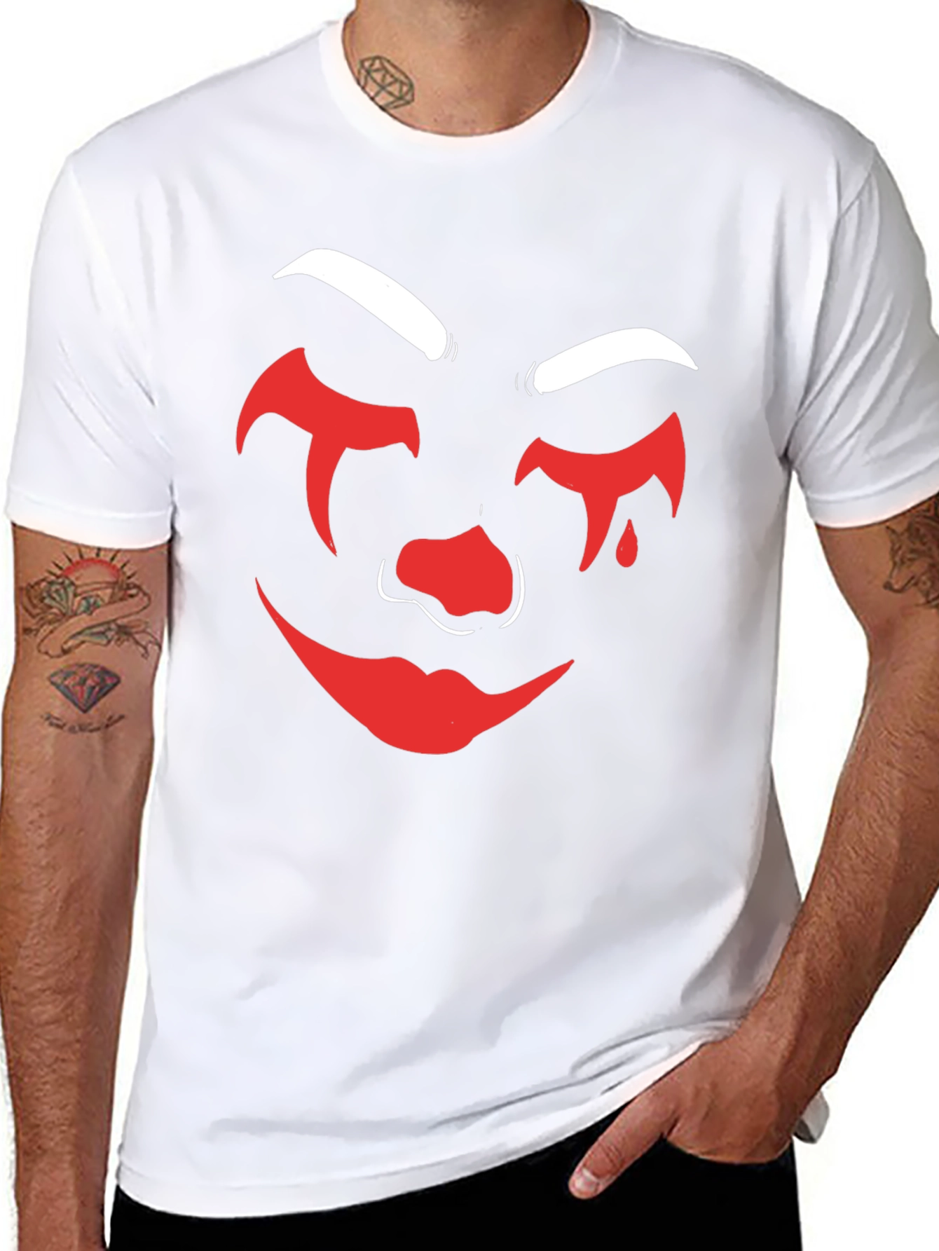 Creepy Clown Face Graphic Tee - Black